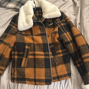 Fur plaid jacket